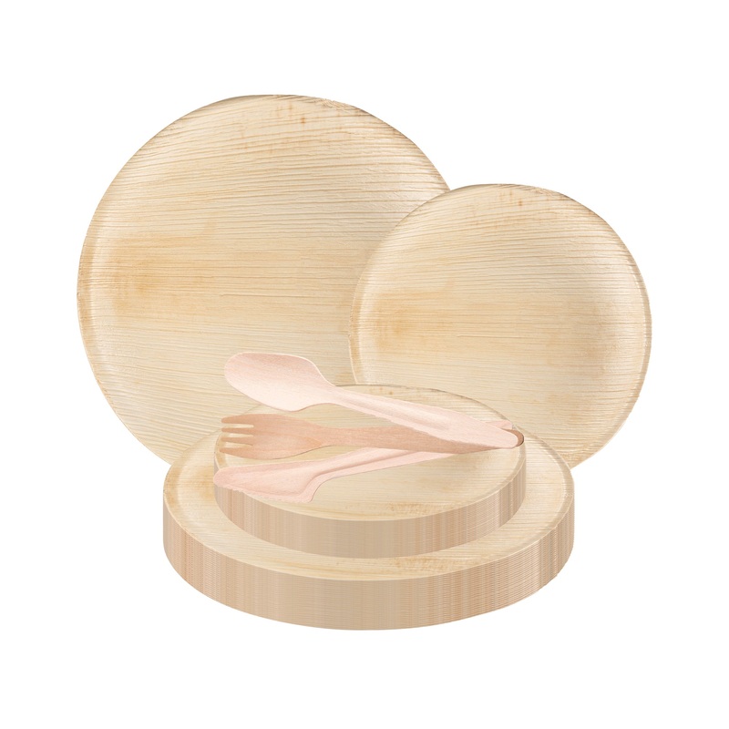 Round Palm Leaf Eco Friendly Disposable Wedding Value Set