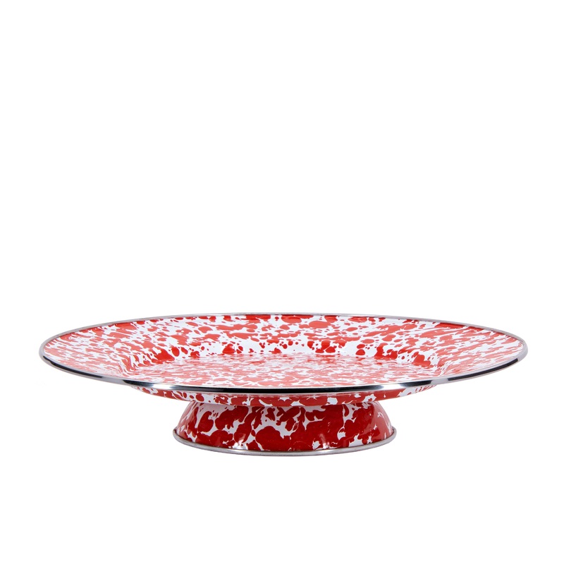 Swirl Cake Plate, Red