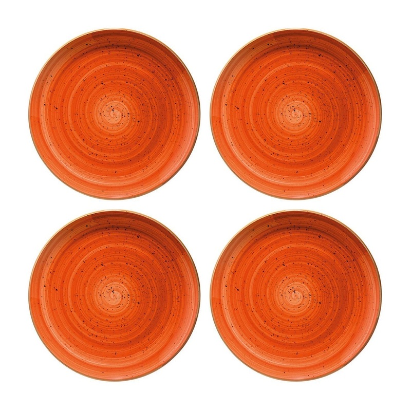 Terracota dia.8.25″ Round Terracotta Porcelain Plate (Set of 4)
