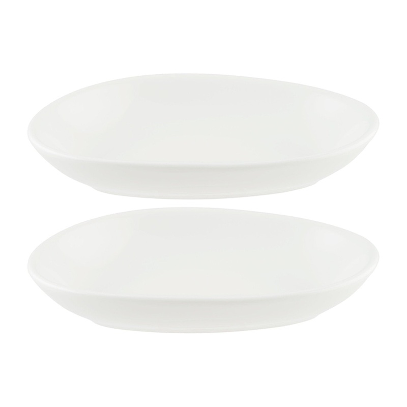 Vago 6″ x 4″ x h:1″ Organic Warm White Porcelain Platter (Set of 2)