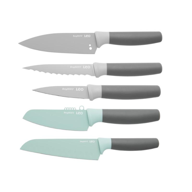 BergHOFF Leo 5Pc Kitchen Knife Set, Stainless Steel , Multicolors