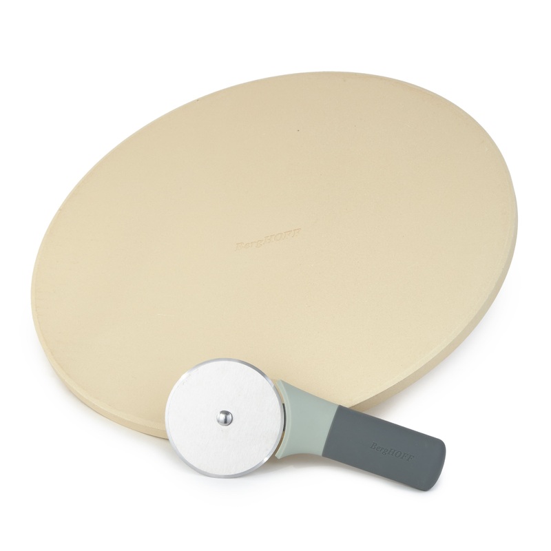BergHOFF Leo Balance 14″ Pizza Stone with Pizza Cutter Set, Large