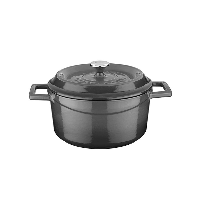 Cast Iron dia.7.75″ h:4″ 3 qt. Round Grey Cast Iron Dutch Oven