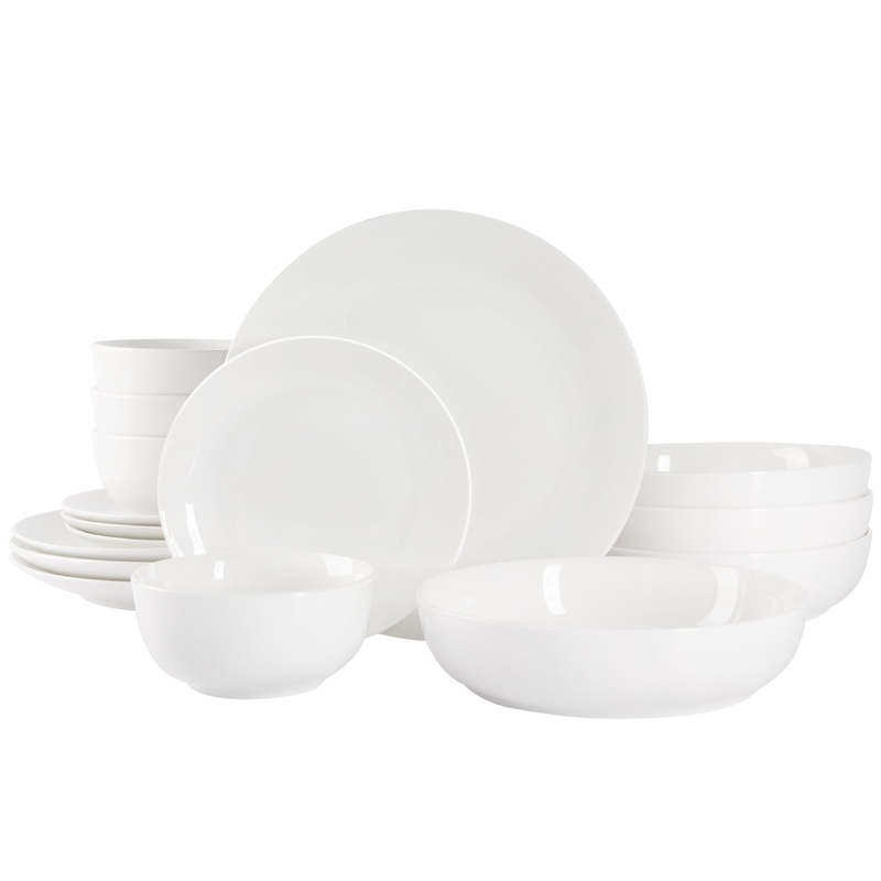 Gibson Home Gracious Dining 16-Piece Double Bowl Porcelain Dinnerware Set