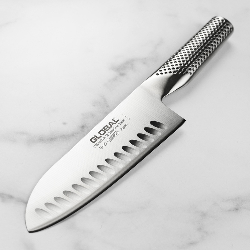 Global 7″ Hollow Edge Santoku Knife