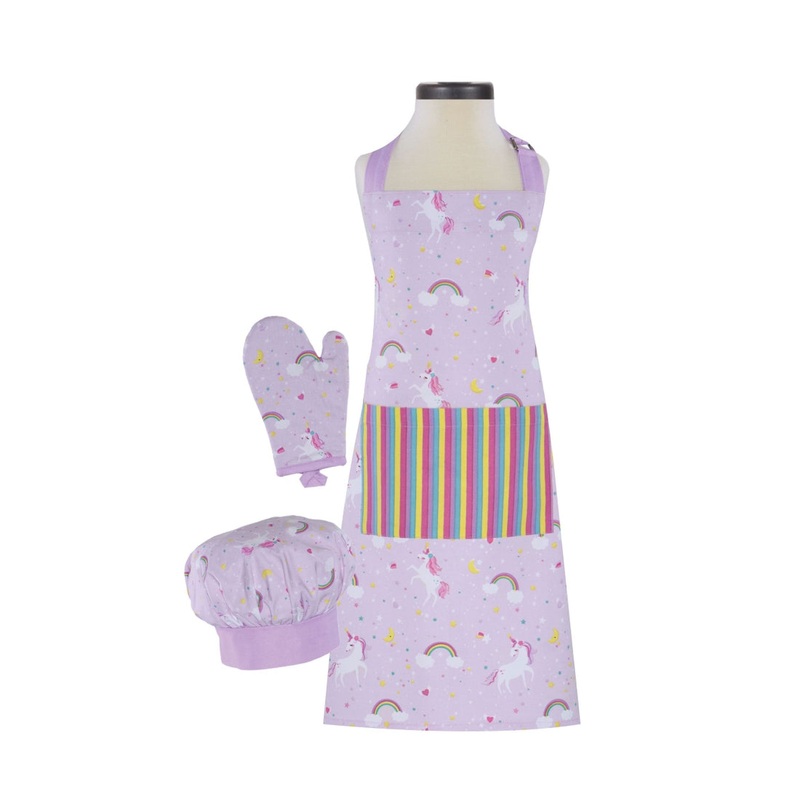 Handstand Kitchen Child’s Apron Set – Rainbows & Unicorns