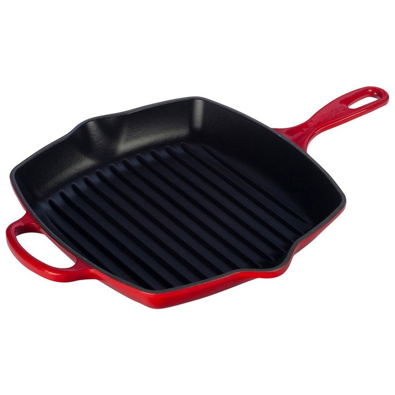 Le Creuset 10.25″ Signature Square Skillet Grill – Cerise