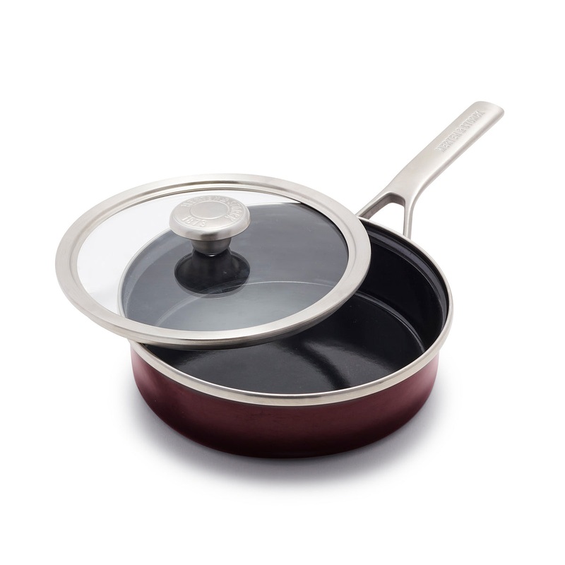 Merten & Storck Steel Core Enameled 2-Quart Saut Pan with Lid | Chocolate Truffle