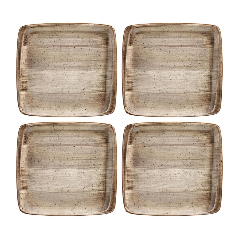Terrain 6.25″ x 5.75″ Square Brown Porcelain Plate (Set of 4)