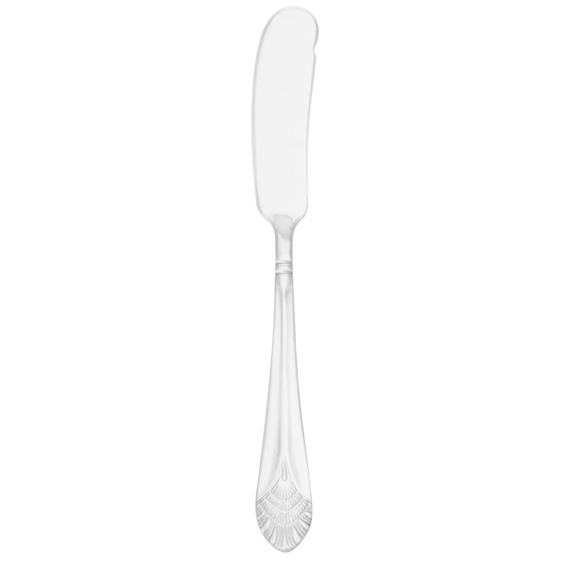 Walco 9810 Chalet 6 13/16″ 18/10 Stainless Steel Extra Heavy Weight Flat Handle Butter Spreader – 12/Pack