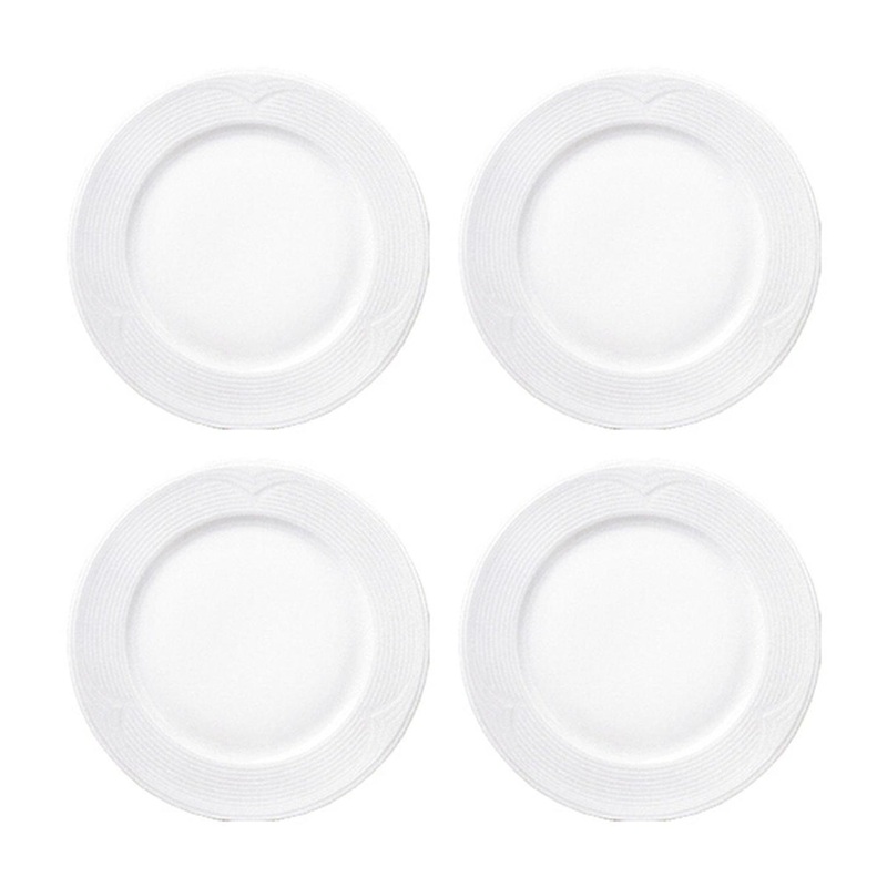 Porcelain Saturn dia.8.5″ Round White Porcelain Plate (Set of 4)