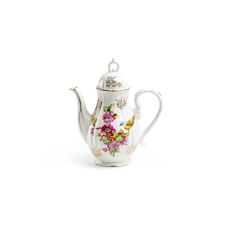 Spring Flowers with Bird Fine Porcelain Mini Teapot