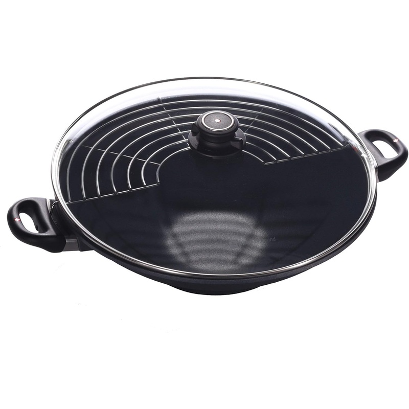 Swiss Diamond – 14″ Induction Wok w/Rack & Glass Lid