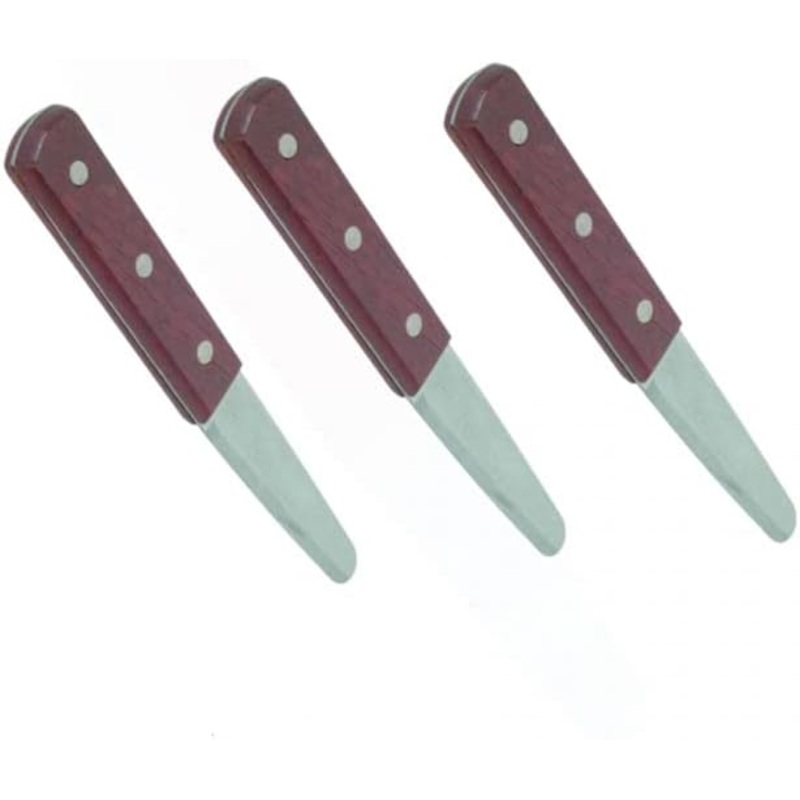 7-1/4 Stainless Steel Clam Knife with Wood Handle Set of 3- Clam Shucking Knife Seafood Opener Seafood Tools Knives Shucker for Home Kitchen and Restaurants