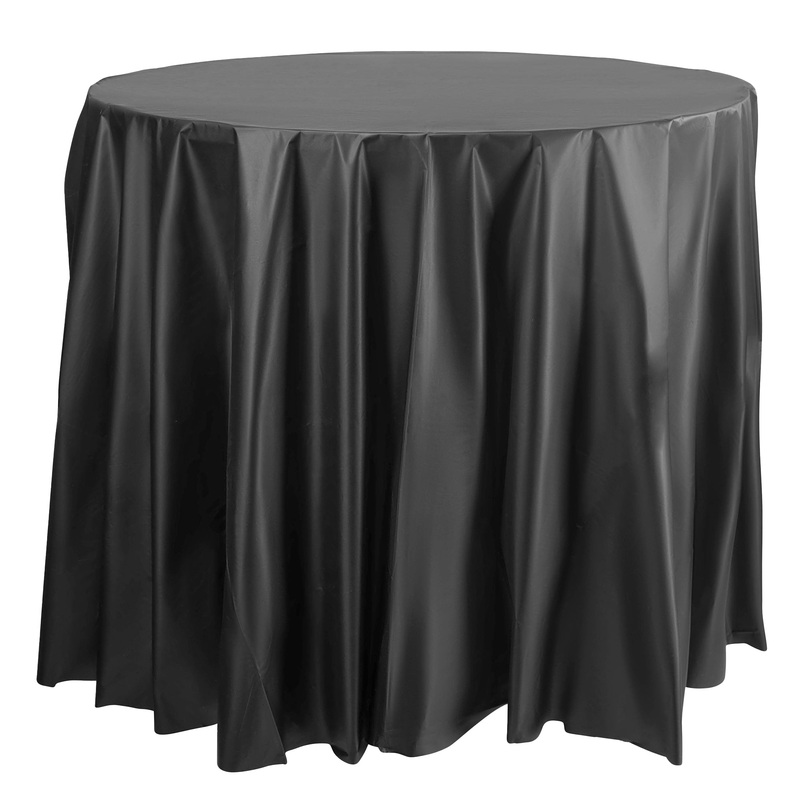 Black Round Disposable Plastic Tablecloths (84″)