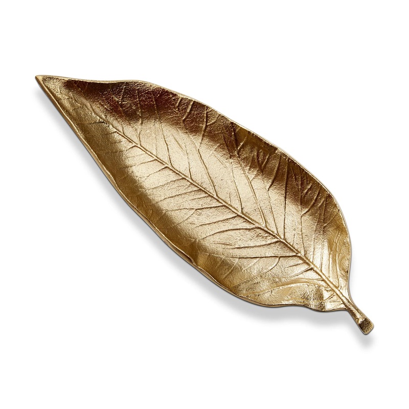 Long Leaf Platter Antique Gold Finish