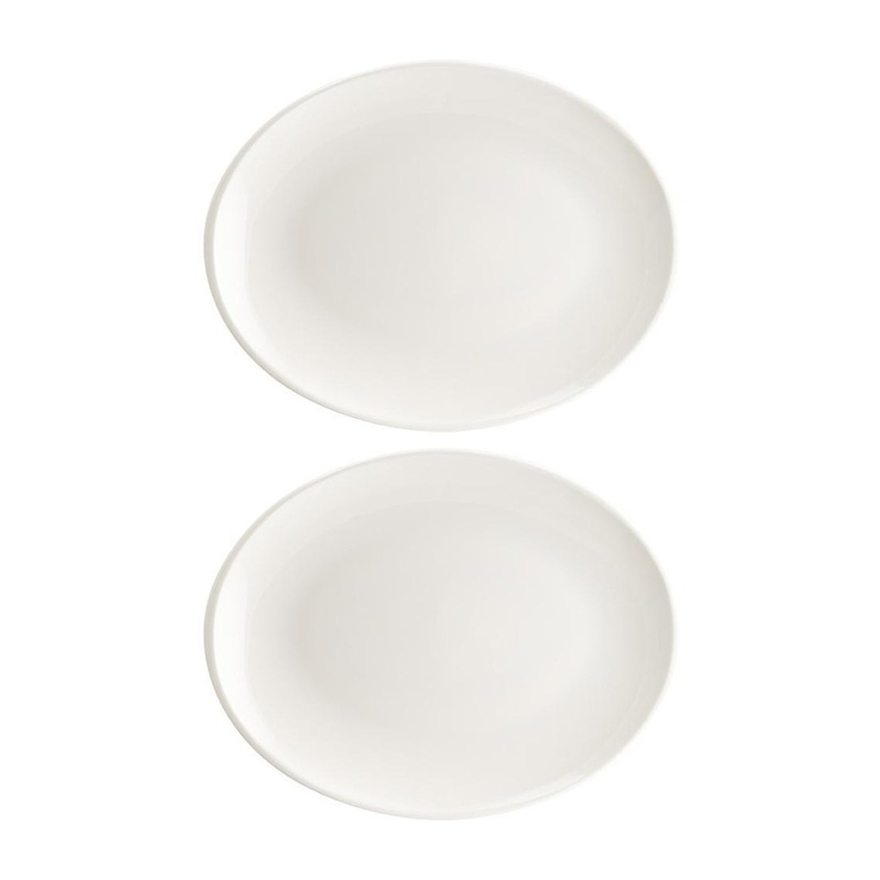 Moove 9.75″ x 7.5″ x h:1″ Oval Warm White Porcelain Platter (Set of 2)
