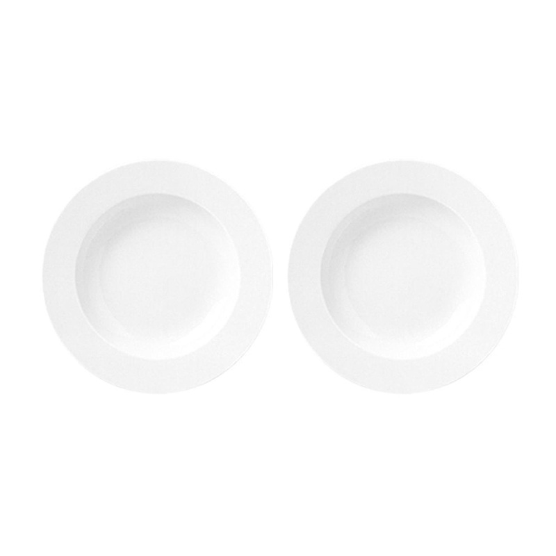 Porcelain Delta dia.10.5″ h:1.75″ 19 oz. Round White Porcelain Bowl (Set of 2)