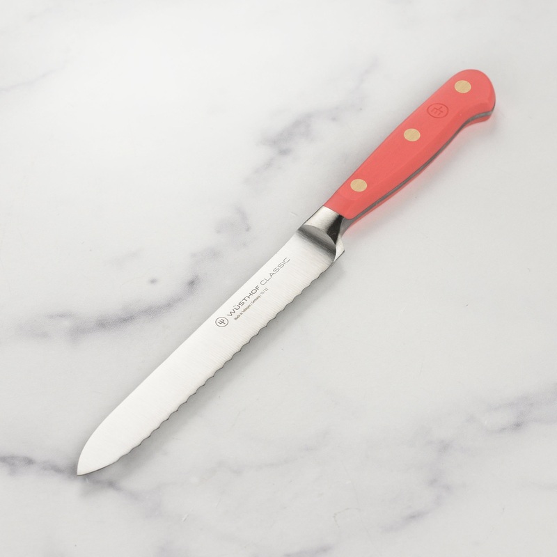 Wusthof Classic 5″ Coral Peach Serrated Utility Knife