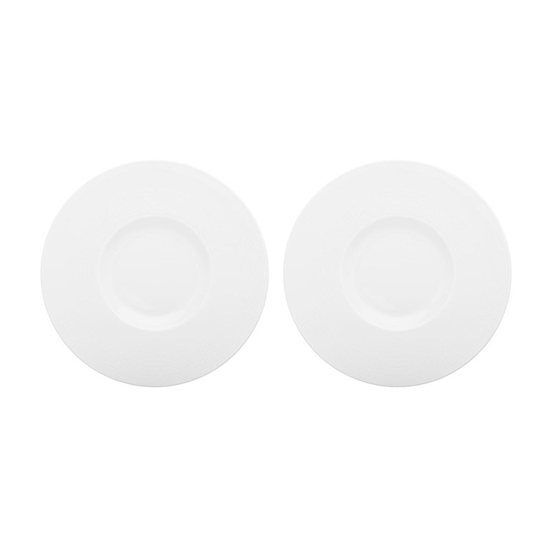 Porcelain Madrid dia.12.25″ Round White Porcelain Plate (Set of 2)