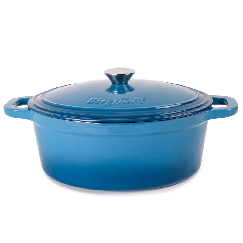 BergHOFF Neo Cast Iron 5qt. Oval Dutch Oven 11.5″ with Lid, Blue