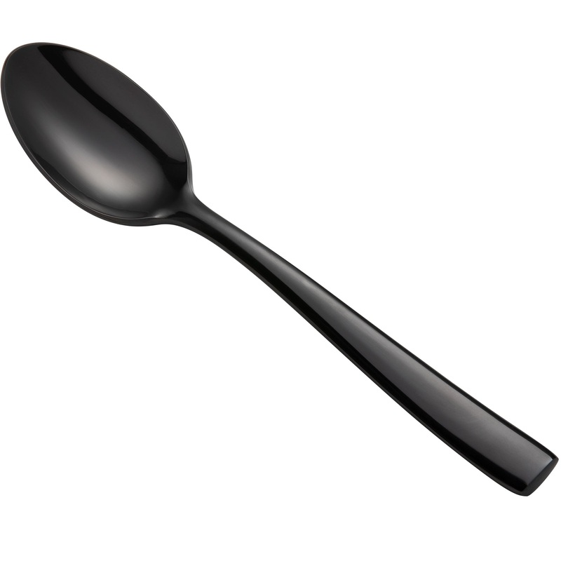 Bon Chef S3003B Manhattan 7 3/4″ 18/10 Extra Heavy Weight Black Stainless Steel Soup / Dessert Spoon – 12/Pack