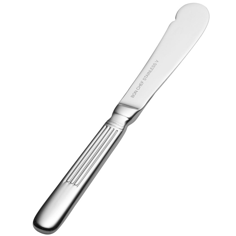 Bon Chef SBS3613 Apollo 6 3/4″ 13/0 Extra Heavy Weight Bonsteel Solid Handle Butter Knife – 12/Pack