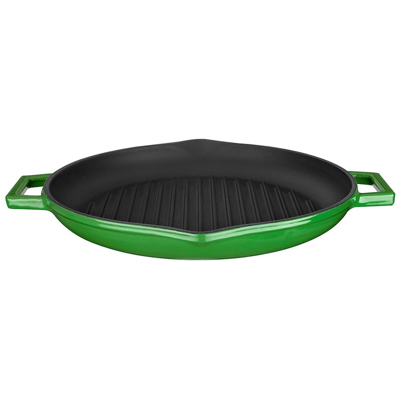 Cast Iron dia.11.75″ h:2″ 3 qt. Round Green Cast Iron Pan