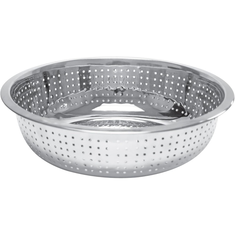 Stainless Steel Chinese Colander with Holes – Colander Strainer Basket Heavy Duty Kitchen Drainer Basket Strain Drain Rinse Fruits Vegetables and Drain Cooked Pasta