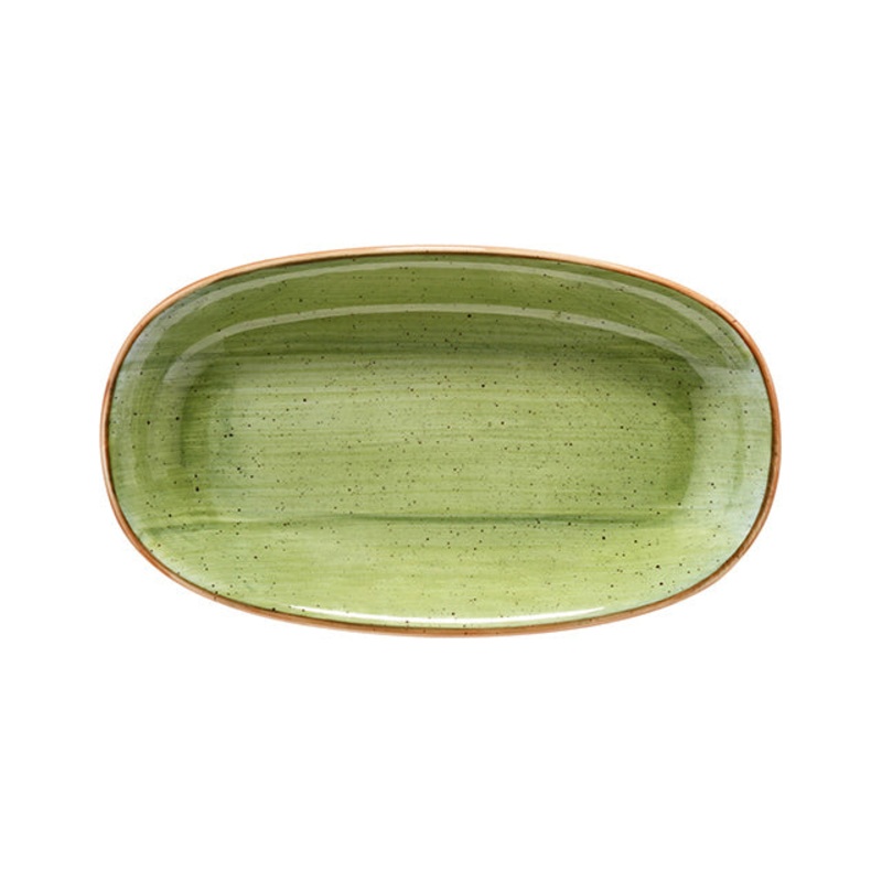 Therapy 13″ x 7.5″ x h:1.5″ Oval Green Porcelain Platter