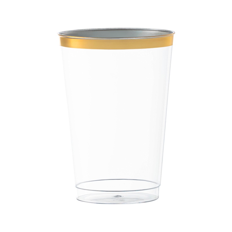 12 oz. Clear with Metallic Gold Rim Round Tumblers
