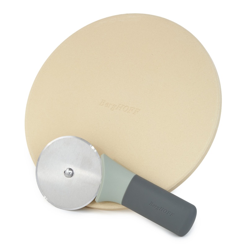 BergHOFF Leo Balance 9.5″ Pizza Stone with Pizza Cutter Set, Small