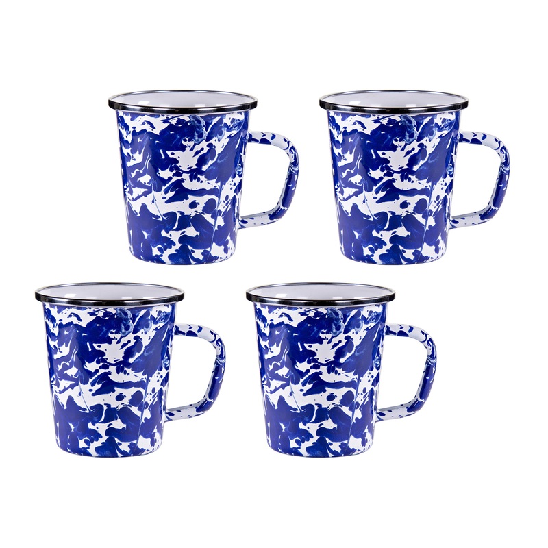 Cobalt  Swirl 16 oz Latte Mugs – Set of 4