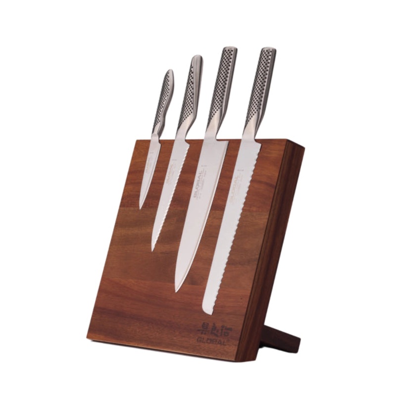 Global G-CLB2291438 – Bitoku 5 Pc. Classic Essentials Knife Block Set, Acacia