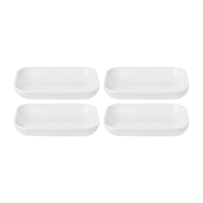 Porcelain Santa Monica 5.5″ x 4″ x h:1″ Rectangular White Porcelain Platter (Set of 4)