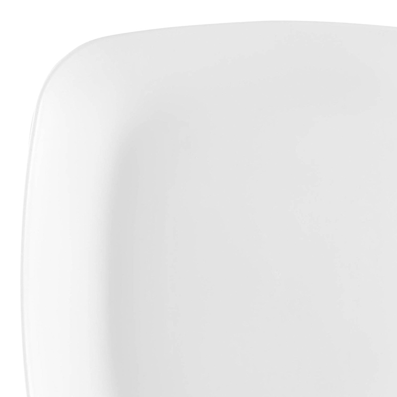 Solid White Flat Rounded Square Disposable Plastic Dinner Plates (10″)