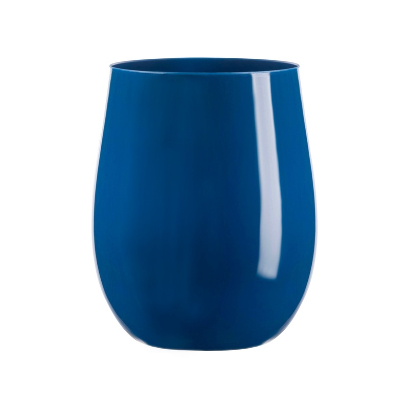 12 oz. Solid Navy Elegant Stemless Plastic Wine Glasses