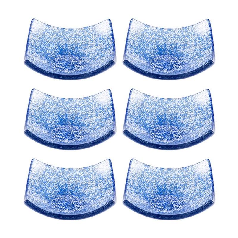 Glass Dinnerware 3.5″ x 3.5″ x h:1.25″ 3 oz. Square Blue Glass Ramekin (Set of 6)