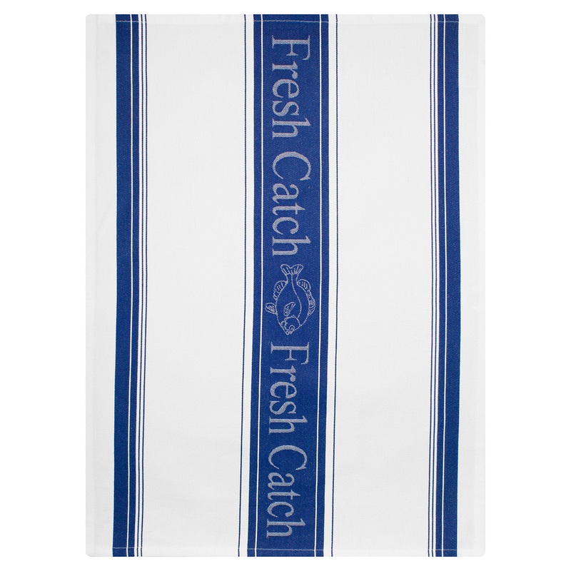 MU Kitchen 100% Cotton Jacquard Woven Dishtowel, Fresh Catch