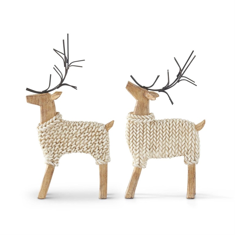 Resin Deer In Cream Sweaters w/Metal