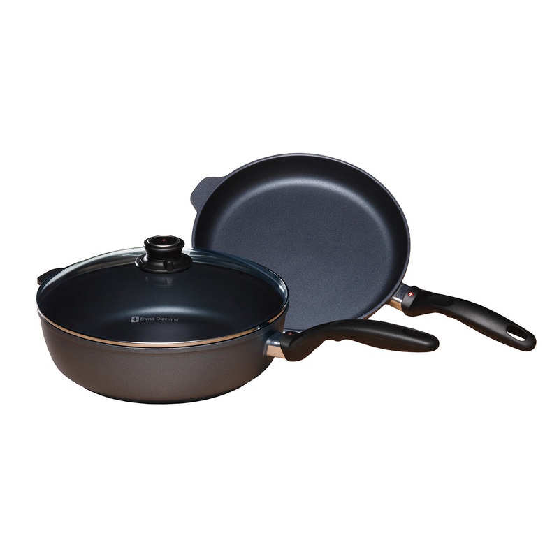 Swiss Diamond 3 Piece Cookware Set – Fry Pan and Saute Pan