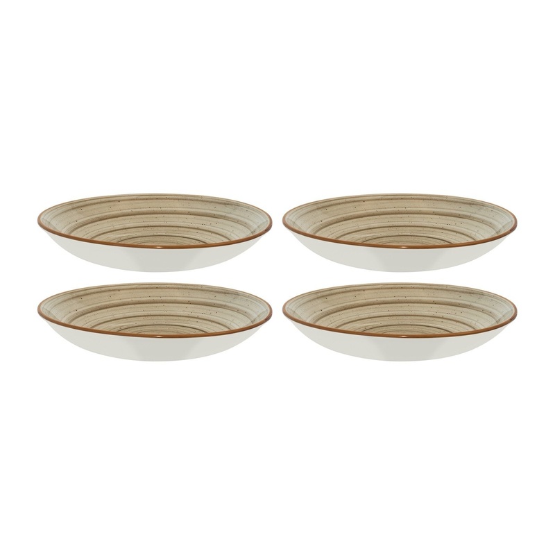 Terrain dia.9″ h:2″ 34 oz. Round Brown Porcelain Bowl (Set of 4)