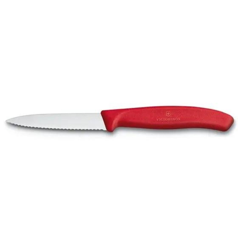Victorinox Swiss Classic 3.5″ Serrated Paring Knife with Red Handle