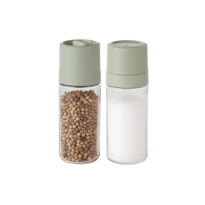 BergHOFF Balance Glass 2Pc Covered Grinder and Shaker Set, Recycled Material