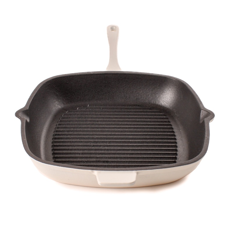 BergHOFF Neo Cast Iron Square Grill Pan 11″, Meringue