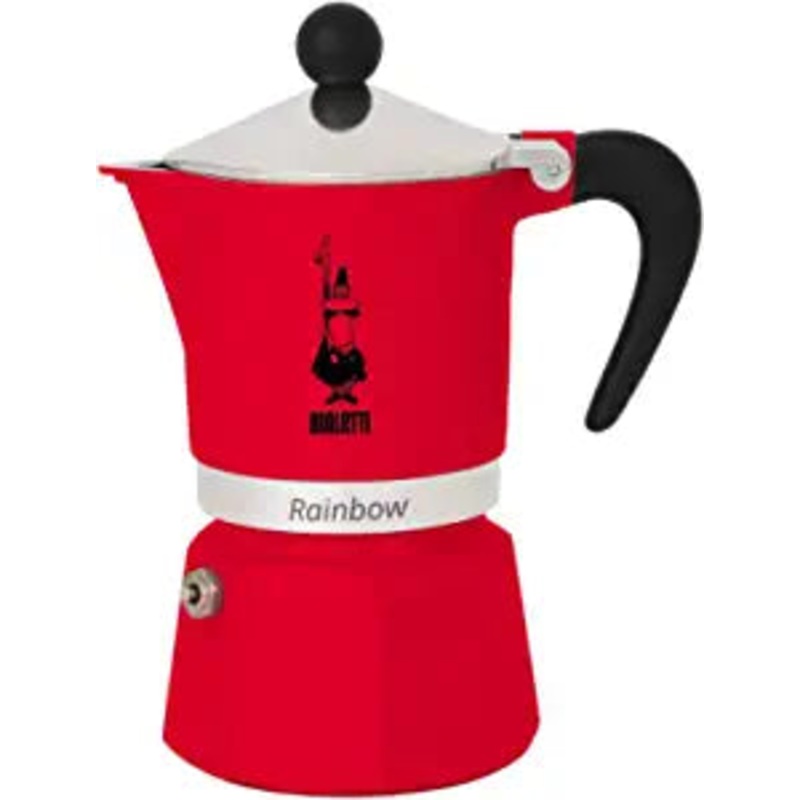 Bialetti Moka Express Rainbow Stovetop Espresso Maker 3 Cups – Red