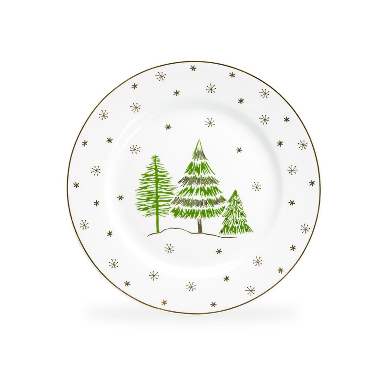 Christmas Pine Trees Fine Porcelain Salad/Dessert Plate