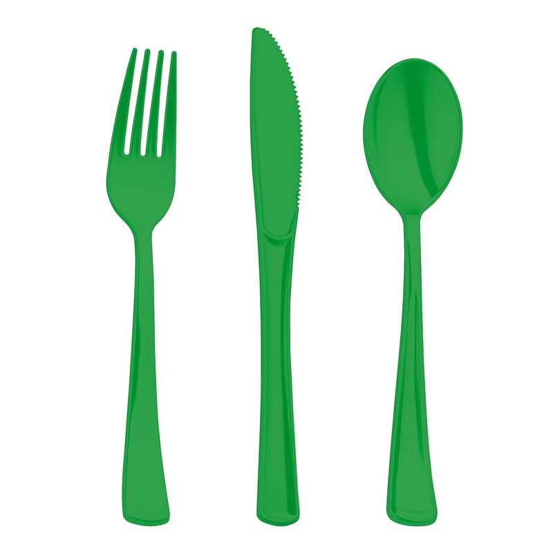 Green Disposable Plastic Party Cutlery Set