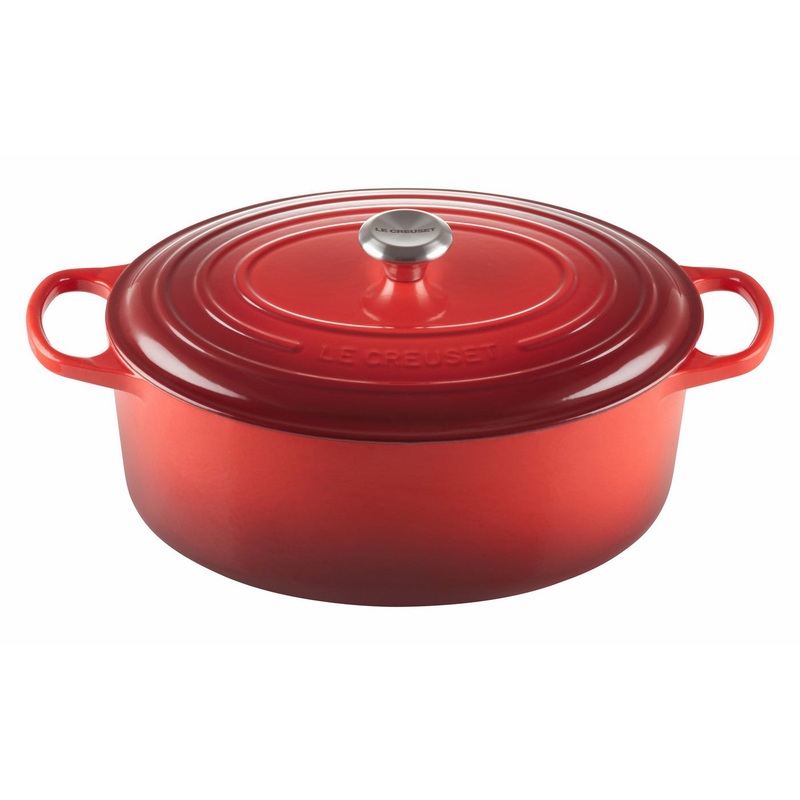 Le Creuset 9 1/2 Qt. Signature Oval Dutch Oven w/Stainless Steel Knob – Cerise- Personalized Engraving Available