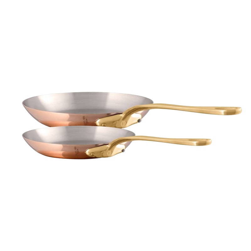 Mauviel M’Heritage M’200 B Copper 2-Piece Frying Pan Set With Brass Handles